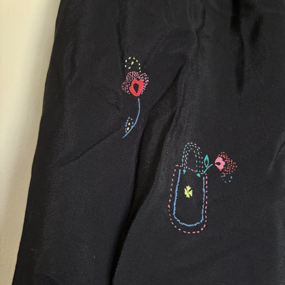 Hot Cotton by Marc Ware Spring Theme Black Wide Leg Pants Size Large Palazzo - Picture 8 of 11